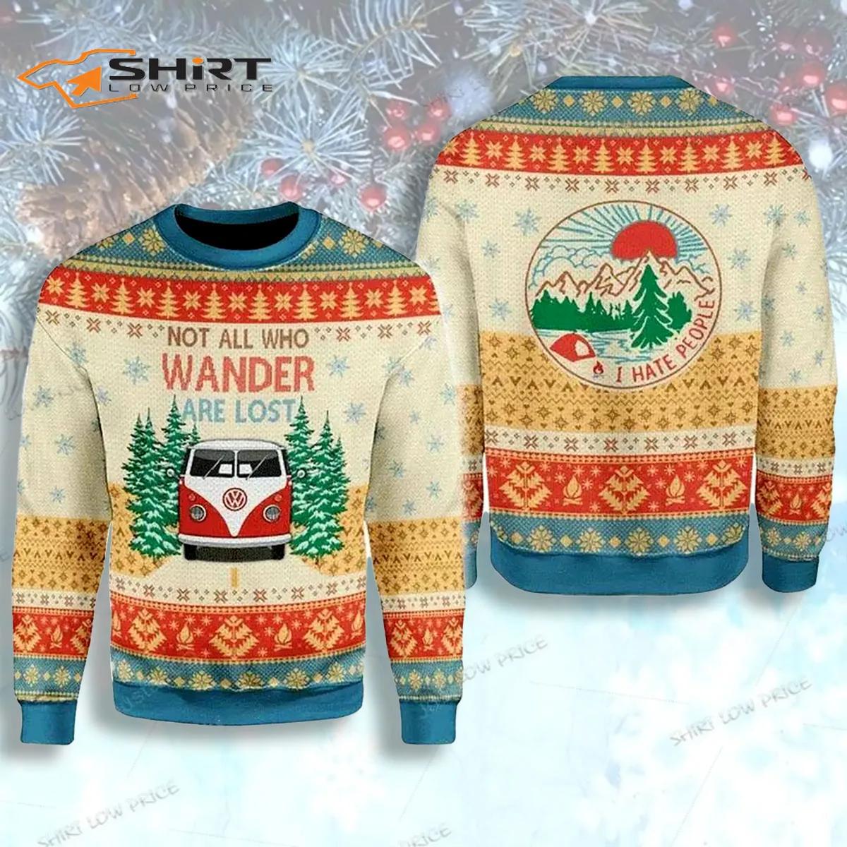Bus Not All Wander Are Lost Ugly Christmas Sweater