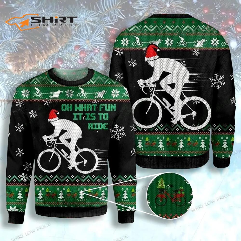 Christmas Cycling Oh What Fun It Is To Rid Ugly Christmas Sweater