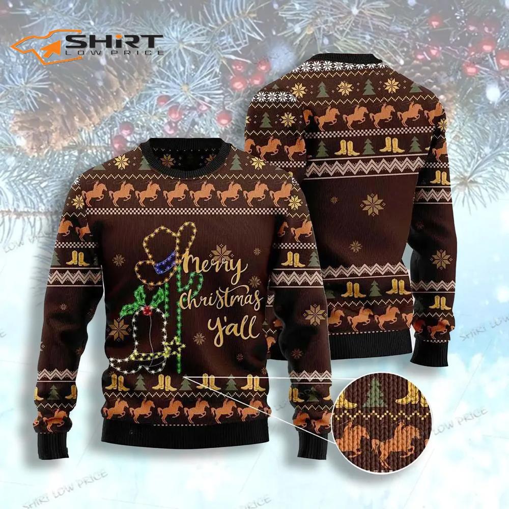 Cowboy Boots Ugly Christmas Sweater