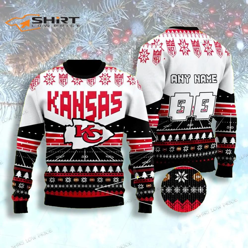 Custom Name Number Sport Team Kansas City Chiefs Ugly Christmas Sweater