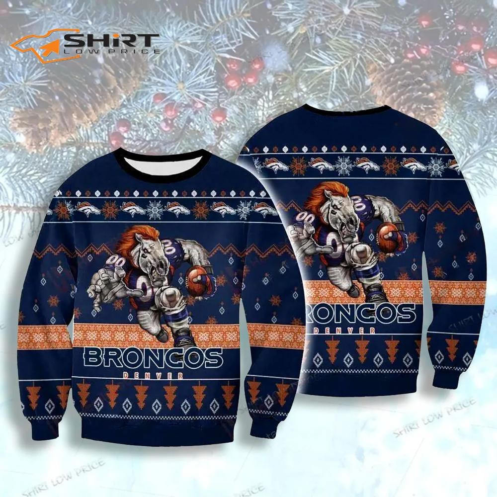 Denver Broncos Player Rushing Ugly Christmas Sweater