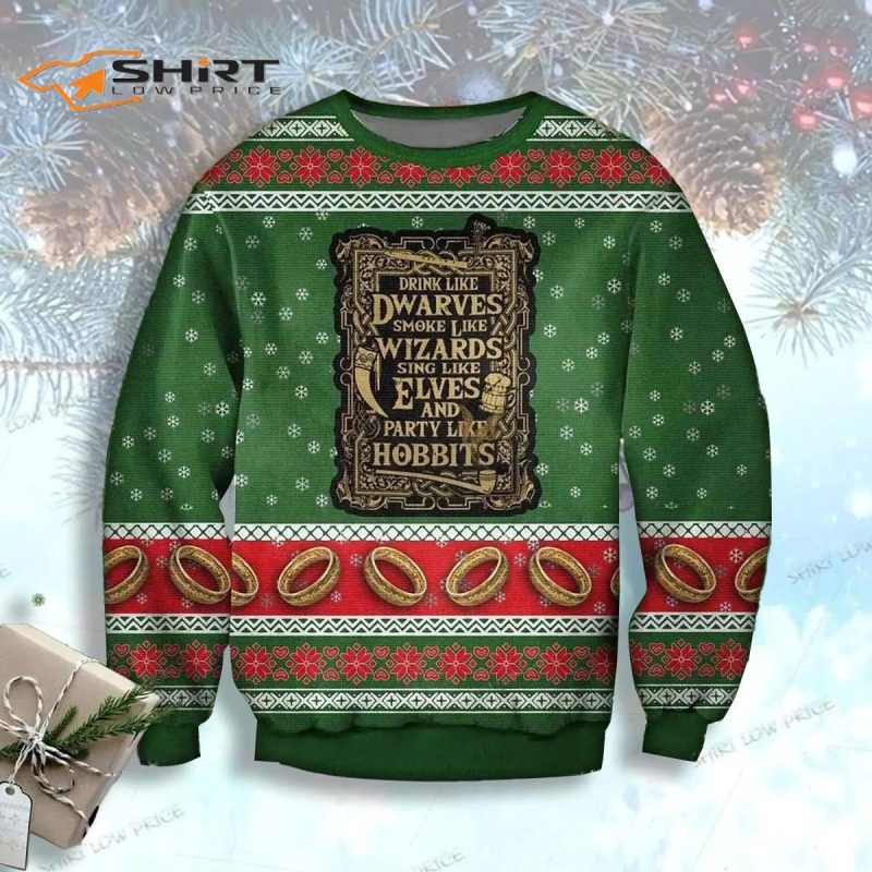 The Lord Of The Rings Drink Like Dwarves Ugly Christmas Sweater